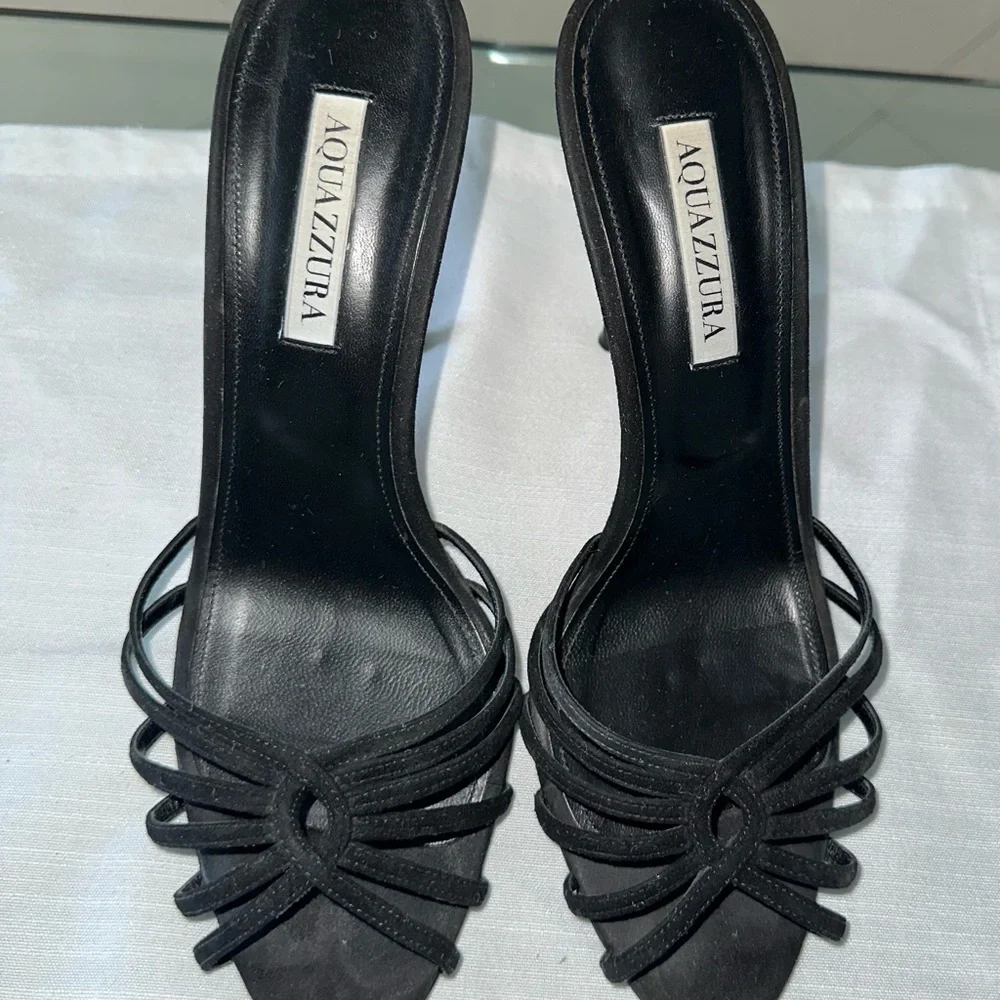 Aquazzura FLOW 105MM MULES IN BLACK - Picture 4 of 8